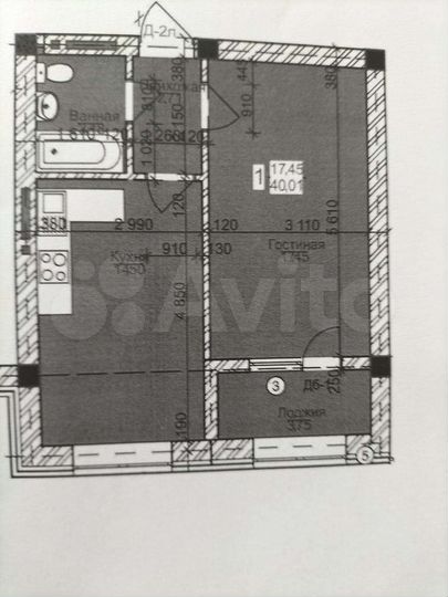 1-к. квартира, 40,1 м², 5/6 эт.