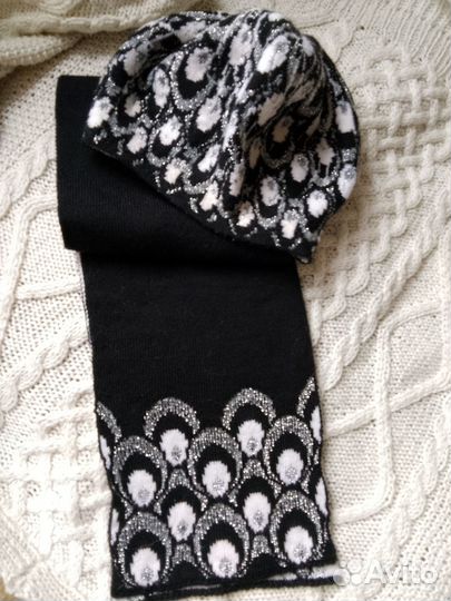 Шапка с шарфом, шерсть