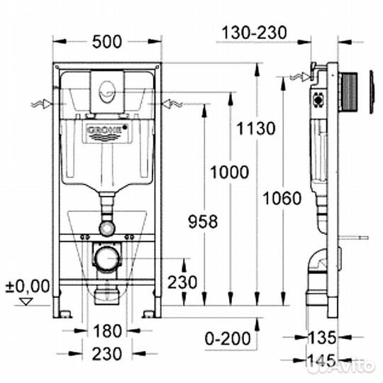 Инсталляция Grohe 38772 с унитазом Grossman 4455