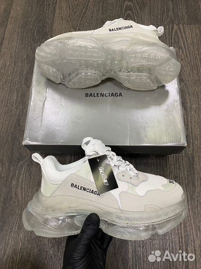 Кроссовки Balenciaga белые женские силикон прозрач