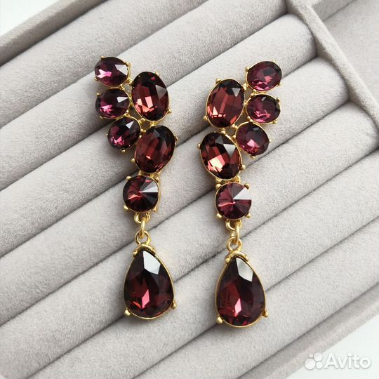 Серьги Oscar DE la renta винно-красные