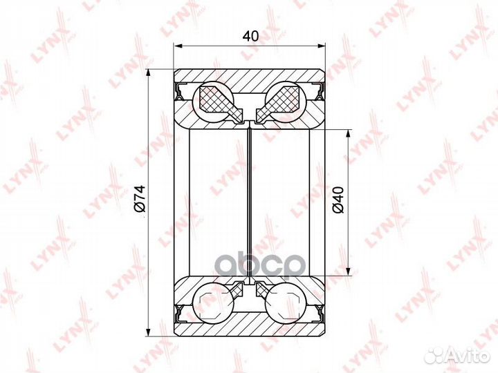 Подшипник ступицы передний (40x40x74) KIA Sephi