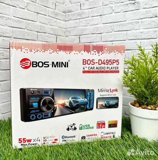 Магнитола 1 din с экраном bos mini арт317