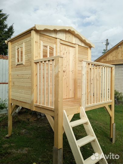 Детский игровой домик уличный деревянный