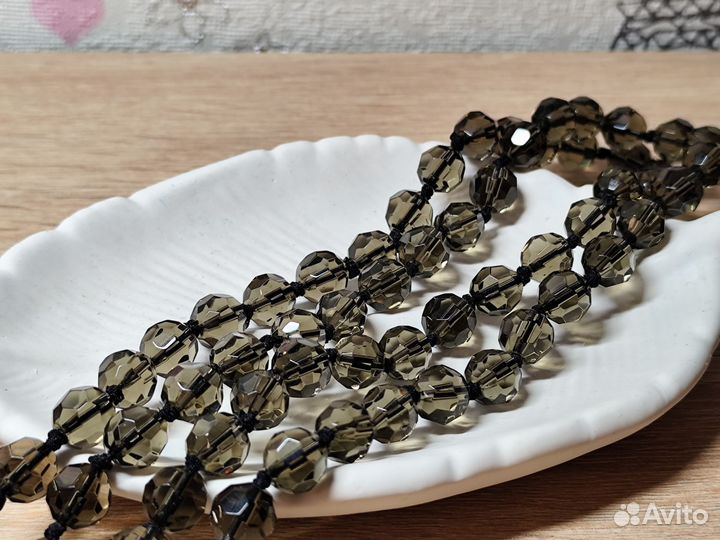 Бусы 60см из раухтопаза/ колье/ нить
