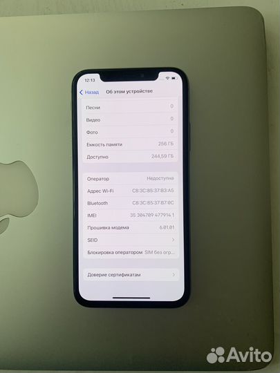 iPhone X, 256 ГБ