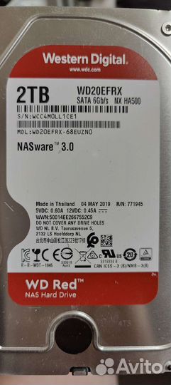 Жесткий диск wd20efrx 2тб