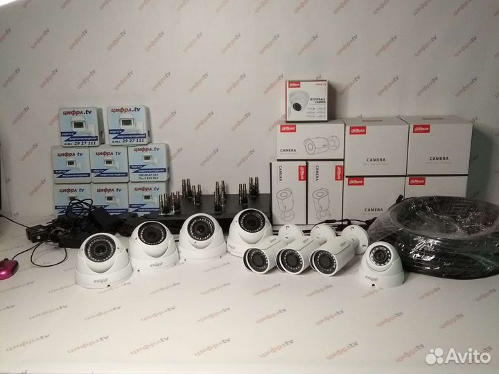 Видеонаблюдение 8 уличных камер. Полный к-т