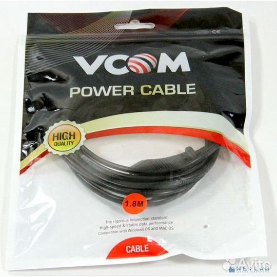 Vcom CE023-CU0.5-1.8M Кабель для аудио-видео техники IEC-320-C7-розетка 220V, 2-pin, 1,8м,медный 489