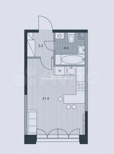 1-к. квартира, 30 м², 20/34 эт.