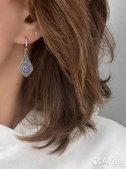 Серьги серебряные Бирюза