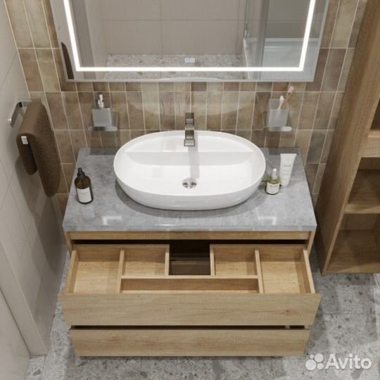 Мебель для ванной BelBagno kraft100RNN-kepmgl-1346-SET Rovere Nebrasca Nature