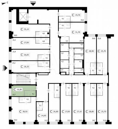 Апартаменты-студия, 16,8 м², 1/8 эт.