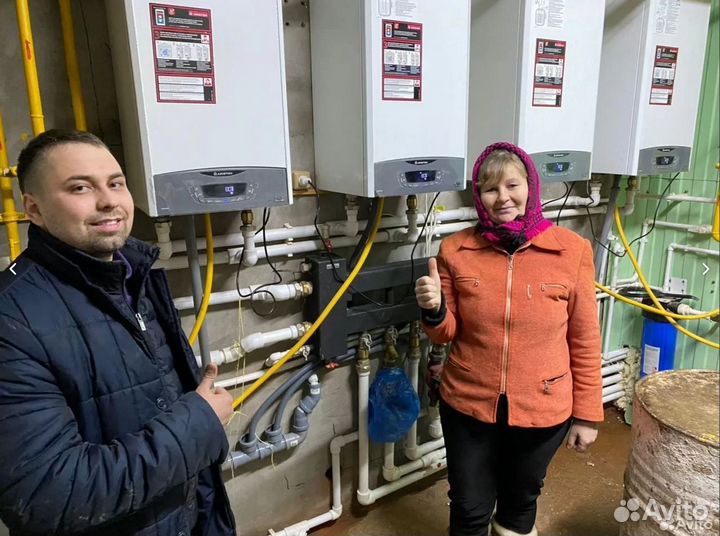 Монтаж котлов, фильтров водоочистки