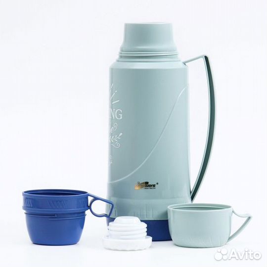 Термос со стеклянной колбой 1.8 л, сохраняет тепло