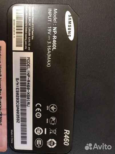 Ноутбук Samsung модель : NP -R460L