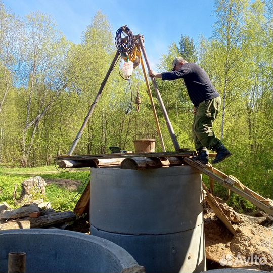 Колодец и переливной септик из жб колец