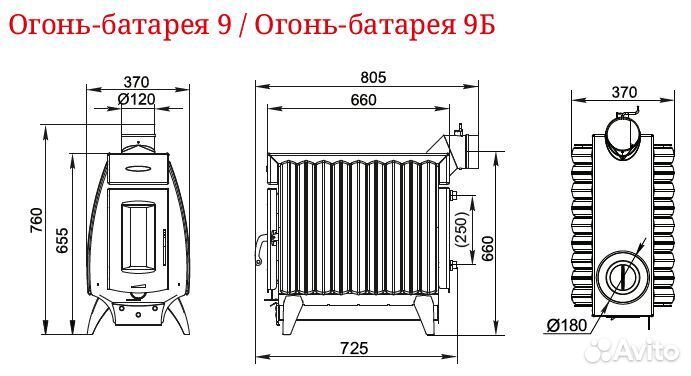 Печь Отопительная Огонь-батарея 9