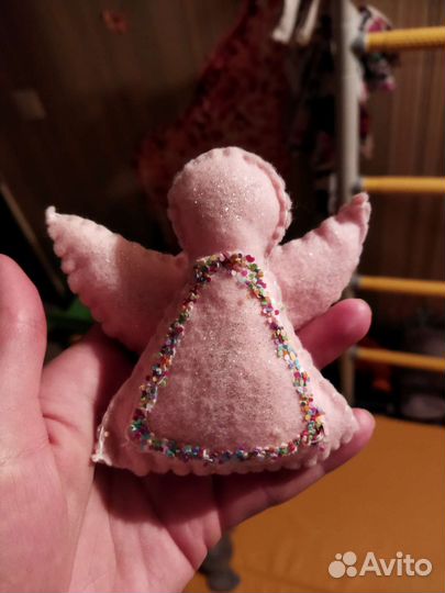 Ангелочки мягкие фигурки из фетра, макраме