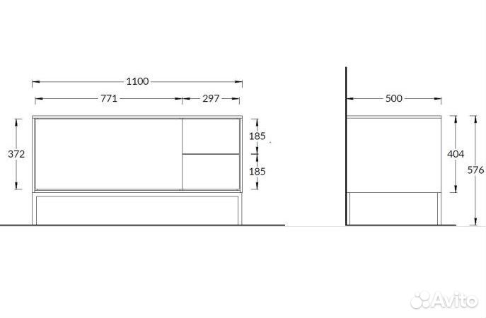 Тумба atollo с ящиками 110, белая, Kerama Marazzi