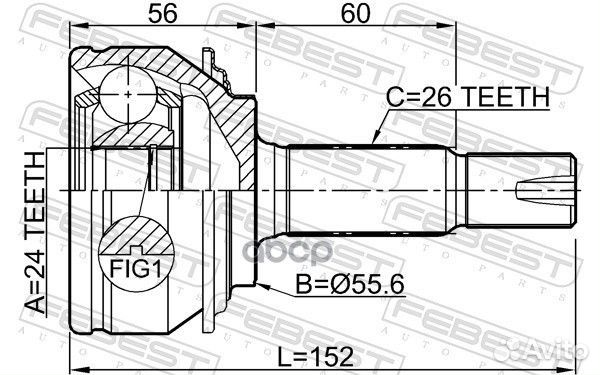 Шрус наружный 24x55x26 Noyota Yaris 2005-2011 0