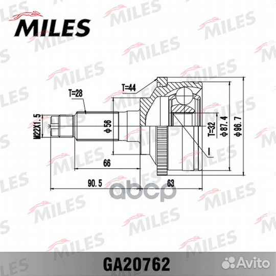 ШРУС mazda 626 GE/GF 92-97 нар. GA20762 Miles