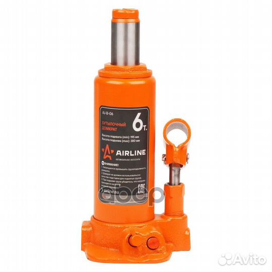 Домкрат бутылочный 6т 195-380мм PRO (AJ-B-06)