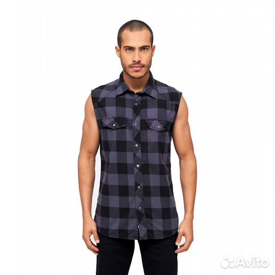 Brandit Check Shirt Sleeveless black/gray