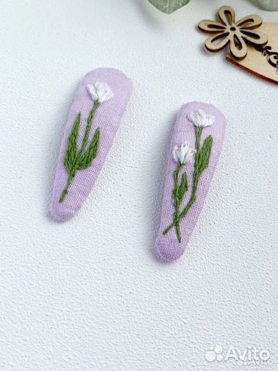 Детский набор заколок для волос с вышивкой