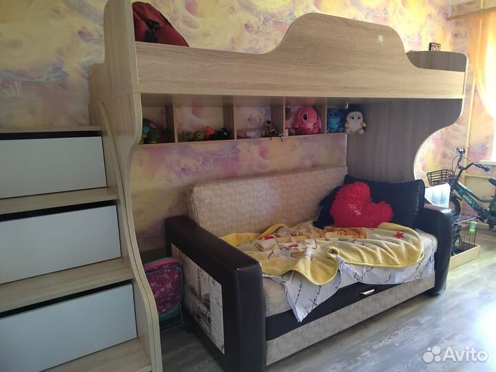 Детская кровать чердак со шкафом лестницей бу