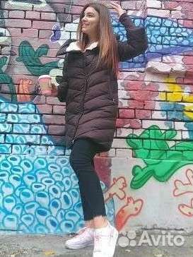 Пуховик зимний демисезонный коричневый 42-44