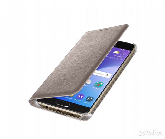 Оригинальный Flip Wallet для Samsung A3 2016 Gold