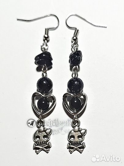 Серьги из бусин синего авантюрина