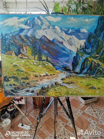 Картина маслом на холсте большая, Горный алтай