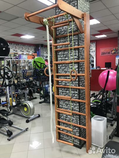 Шведская стенка №2 (турник+кольца+лест+канат)