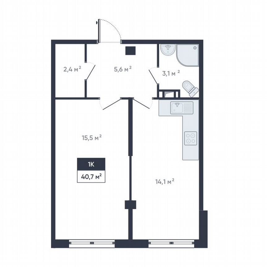 1-к. квартира, 40,7 м², 16/18 эт.