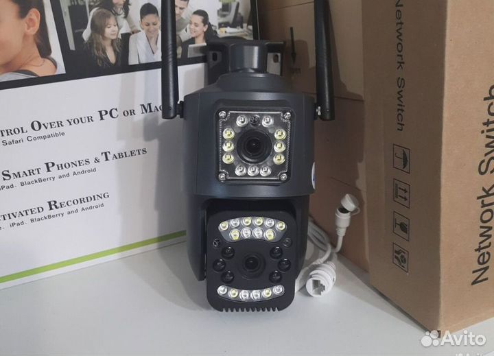 IP Камера видеонаблюдения WiFi 2 объектива 8мп