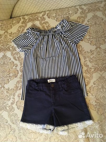 Шорты hm и Оstin с футболками для девочки 134