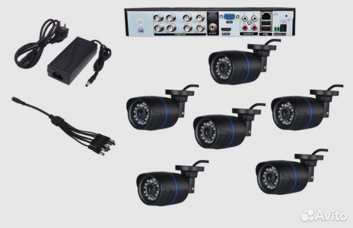 Комплект видеонаблюдения на 6 уличных камер