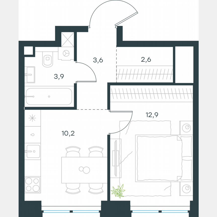 1-к. квартира, 33,2 м², 25/48 эт.
