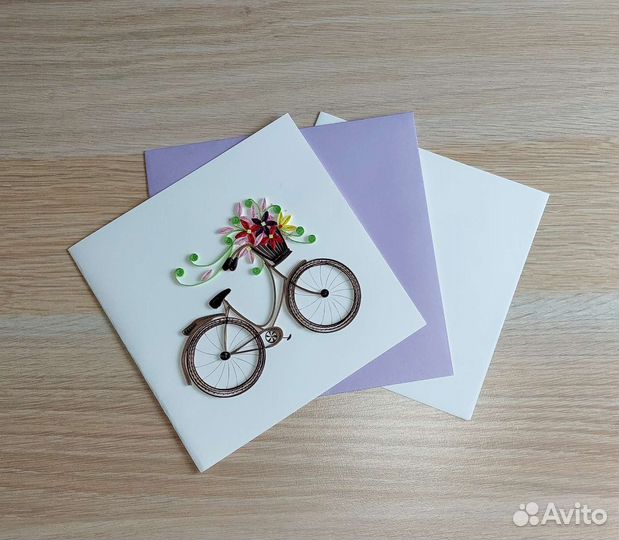 Открытка в стиле квиллинг, ручная работа