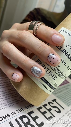 Маникюр, тонкое укрепление гелем