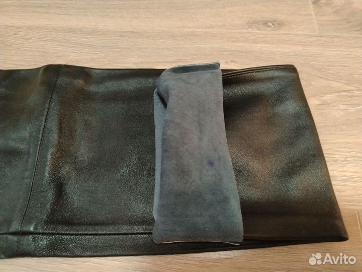 Брюки кожаные с низкой талией без пояса