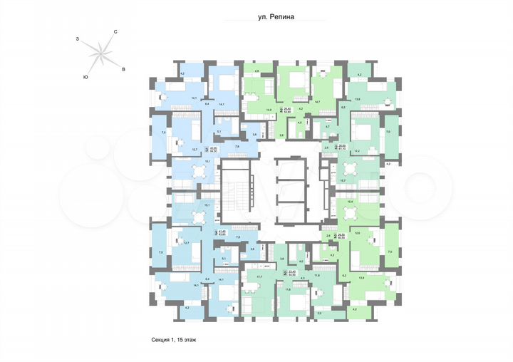 2-к. квартира, 60,5 м², 15/31 эт.