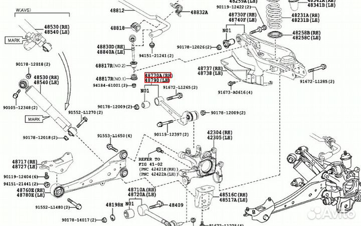 Рычаг задний Toyota RAV-4 48870-42040 48790-42020
