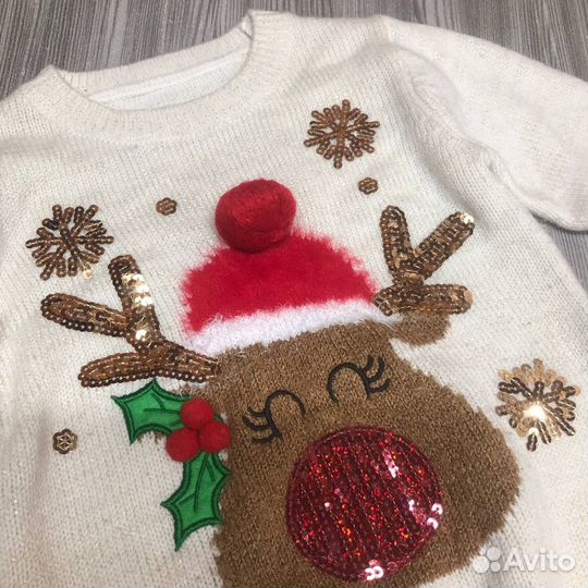 Свитер (рост 110) новогодний Секонд