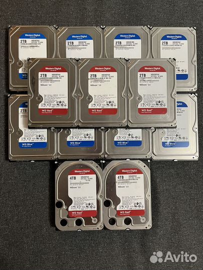 Жесткие диски wd 4 tb, 2 tb, red, blue