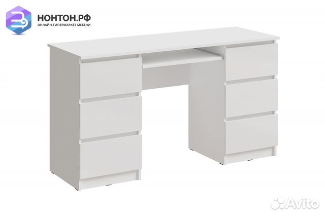 Стол письменный Челси 6 ящиков белый глянец / белы