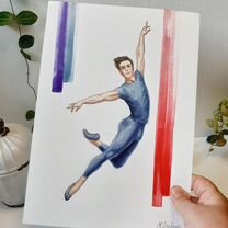 Картина акварелью Танец Балет Балерина