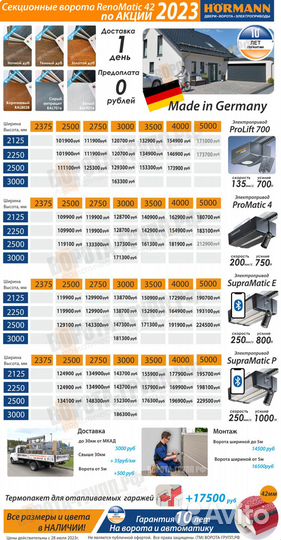 Секционные ворота Херманн 5000х2500